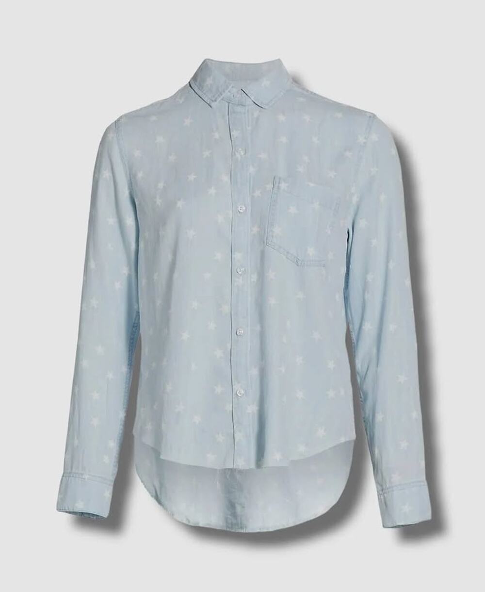 Rails Blue Star Print Chambray Button-Down Shirt - Size S - NWT